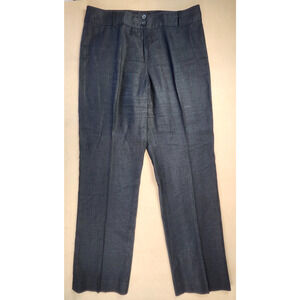 Anne Klein Pants 10 Black Linen Blend Straight Leg